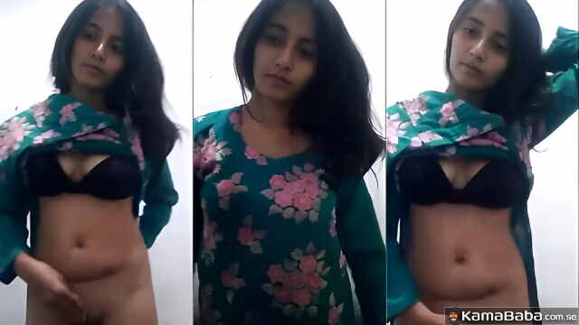 Sexy Desi Girl in Salwar Kameez Rubbing Her Pussy – Big Tits Indian Solo